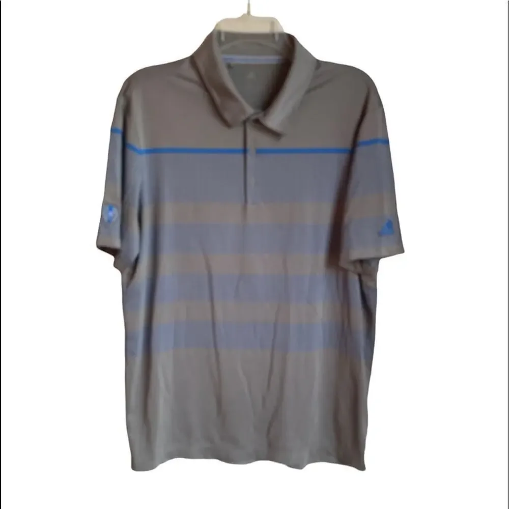 ADIDAS Men’s Striped Polo/Golf Shirt / Size: Large